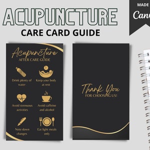 Modèle de carte de soins après acupuncture, instructions d'entretien d'acupuncture minimalistes, carte de soins de piqûre d'aiguille, soins de médecine chinoise, guide de MTC