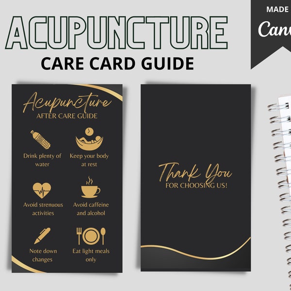 Acupuncture After Care Card Template, Minimalist Acupuncture Care Instructions, Needling Care Card, Chinese Medicine Care, TCM Guide