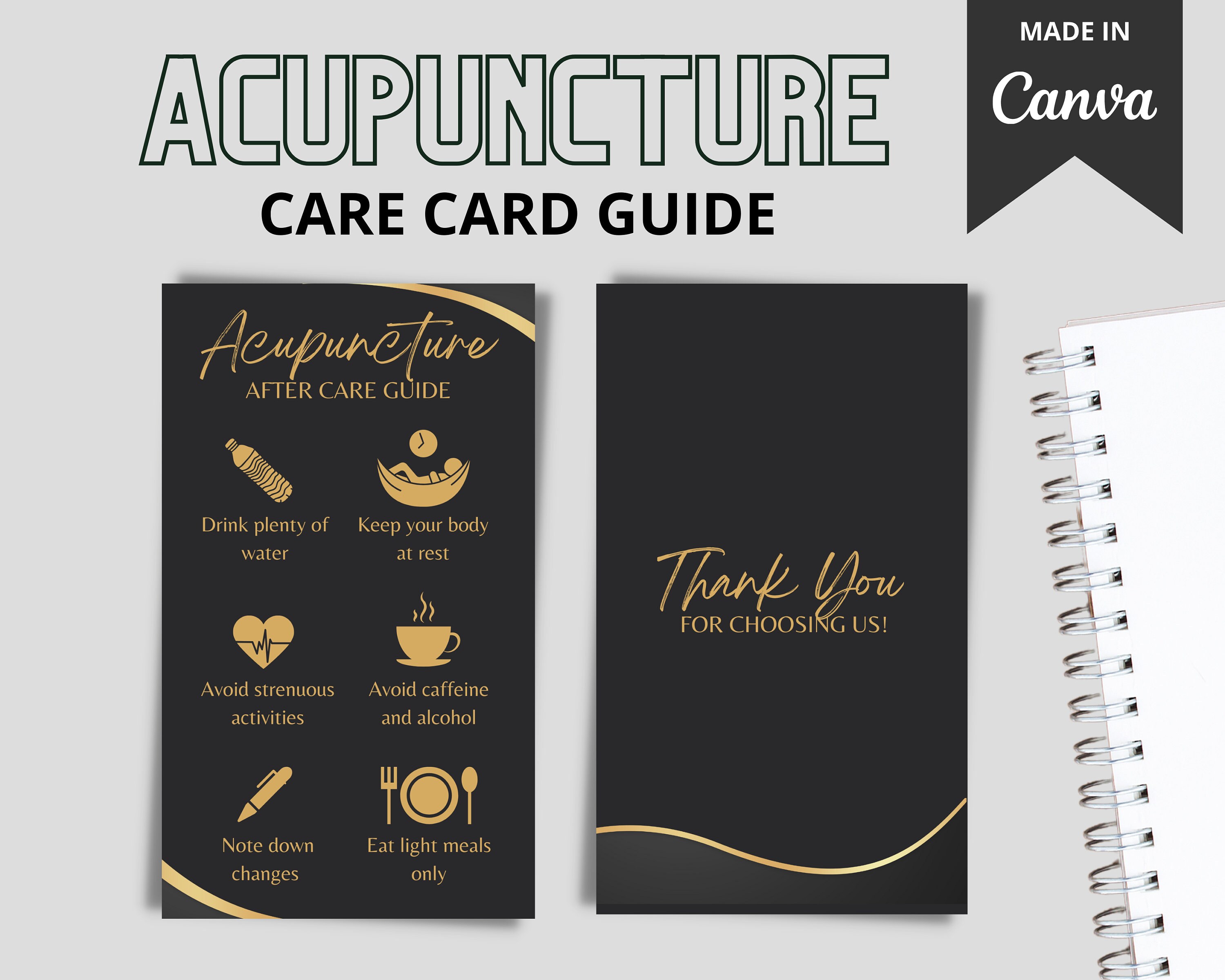Acupuncture After Care Card Template Minimalist Acupuncture Etsy