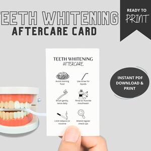 Teeth Whitening Aftercare Card, Teeth Care Card, Dental Aftercare, Dentist After Care, Dental Clinic Care Card, Teeth Whitening Post