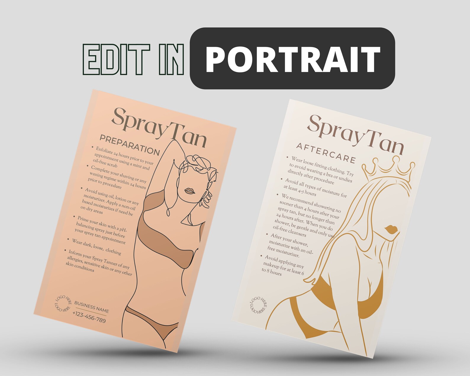 Spray Tan Aftercare Card Tanning Care Spray Tan Care Editable Tanning Aftercare Tanning