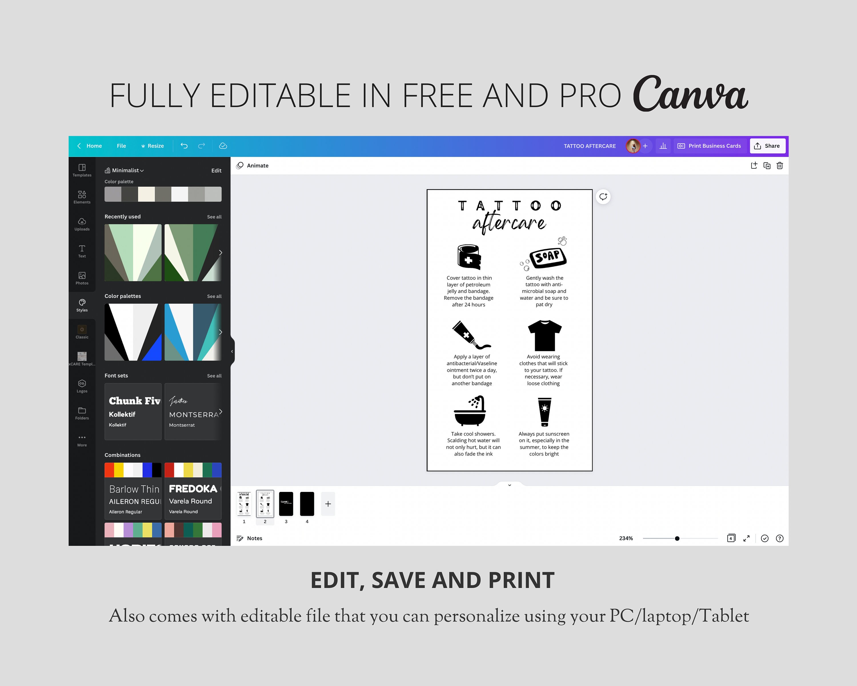 Printable Tattoo Aftercare Card Henna Care Card Body Ink Aftercare Body Art Care Card - Etsy