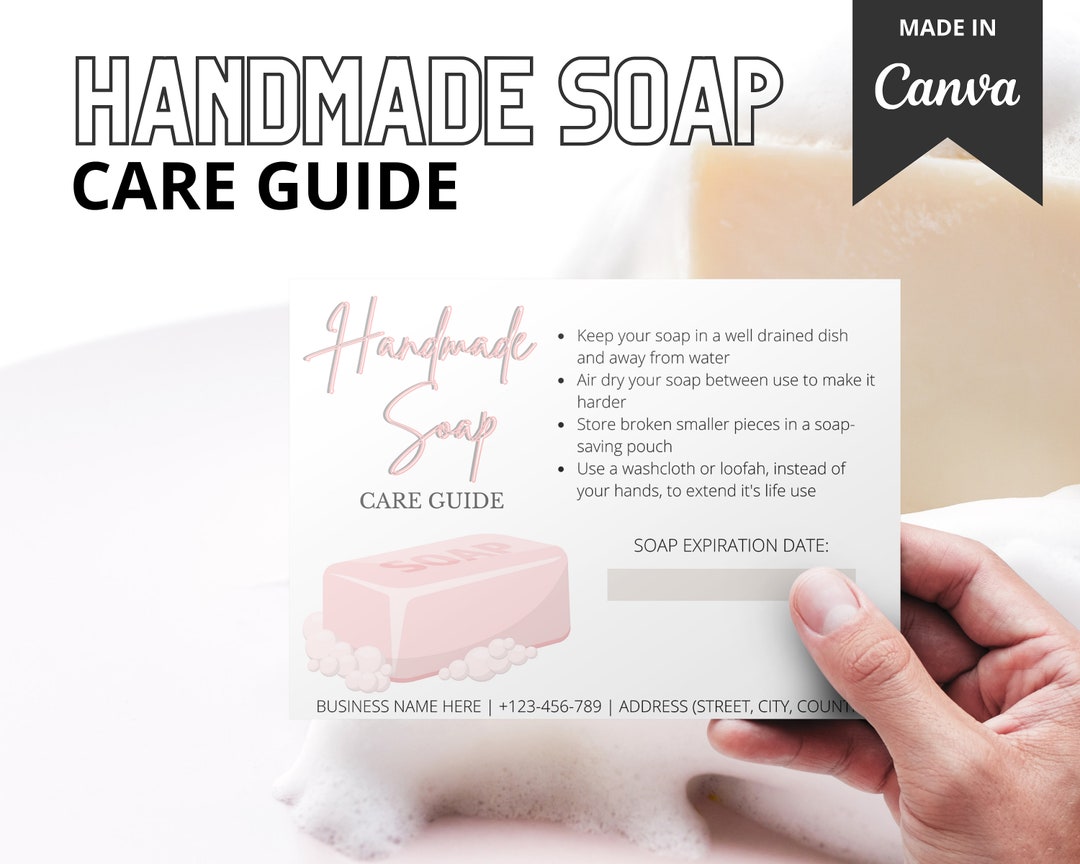 Editable Soap Care Card Handmade Soap Care Instructions Minimalist Chic