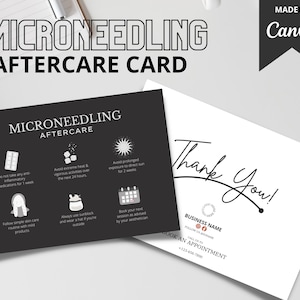 Microneedling Aftercare Card | Editable Microneedling Care Card | Microneedling Post-Care Treatment | Canva | DIY