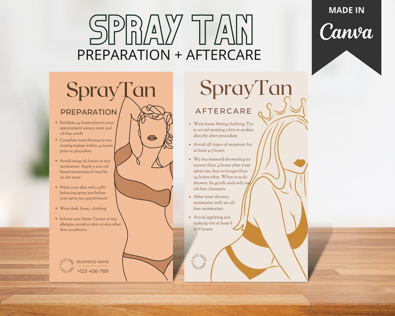 Spray Tan Aftercare Card Tanning Care Spray Tan Care Editable Tanning Aftercare Tanning