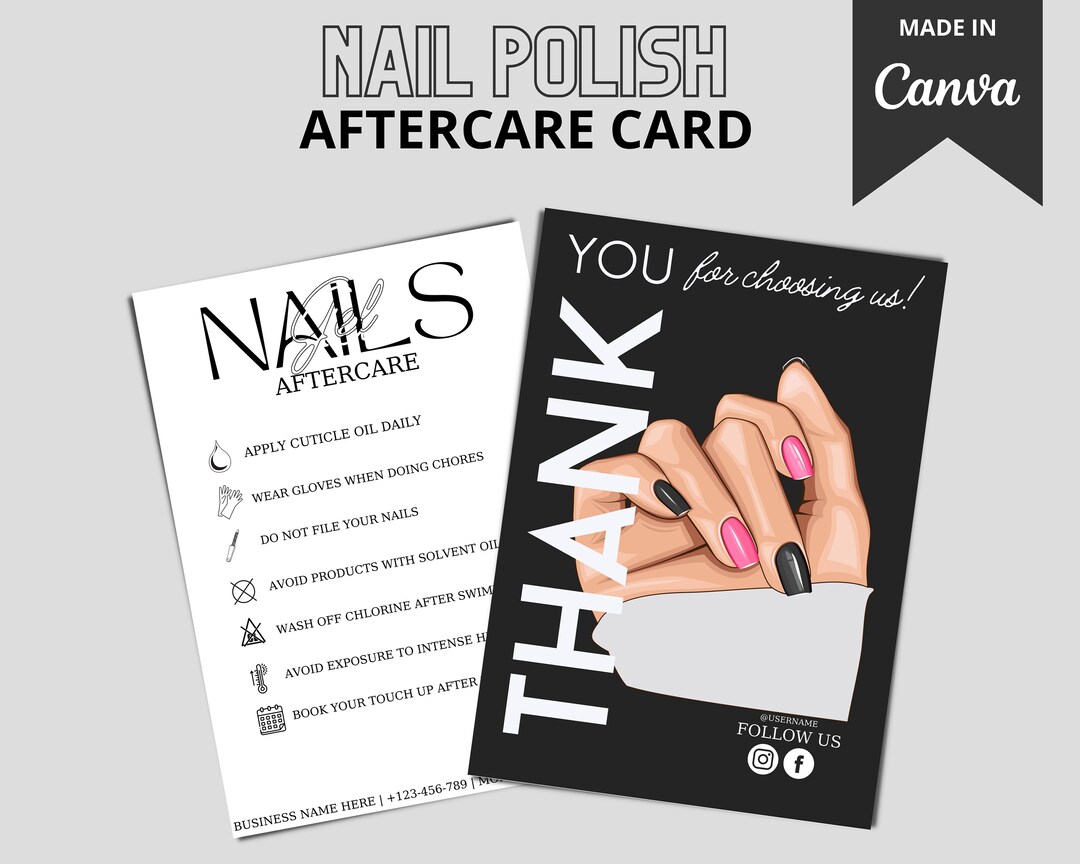 Manicure Aftercare Instruction Cards | 50pk | Business Card Size Nail Salon Handout For Nail Care After Pedicure | Matches Loyalty Marble And Mauve Design | How To Protect Your Manicure Cards - View #5
