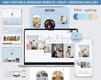 Wedding Website Template Invitation Editable with RSVP, Maps and Wedding Photo Gallery