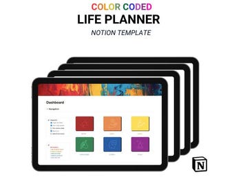 Planificador de vida con código de colores, productividad para el TDAH, establecimiento de objetivos y lista de tareas