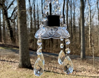 Outdoor Solar Lighted Chandelier,  Crystal Sun Catcher, Garden Decor, Suncatcher, Garden Patio Deck Yard Decor