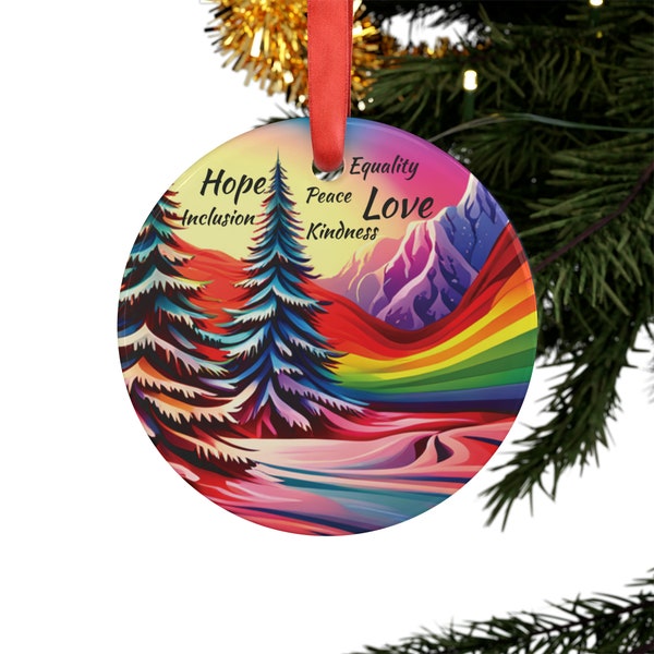 LGBTQ Ornament, Acrylic Ornament with Ribbon. Great secret santa gift, coworker, or a gift for a friend.