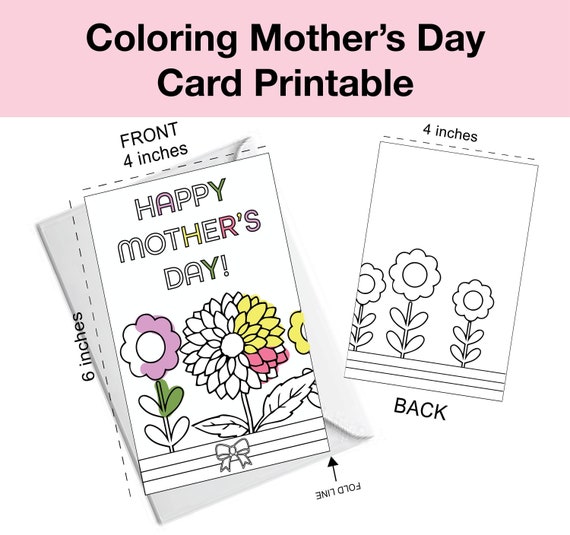Coloring Mother's Day Card Printable | Etsy