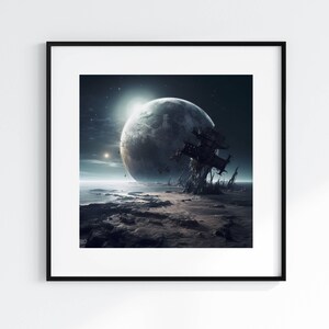 Sci-fi Space Digital Art, Abstract Planetary wall decor, Abstract Sphere, Modern Minimalism, Home Decor, Digital Futurism, Space Wall Art