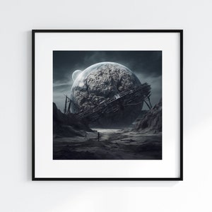 Sci-fi Space Printable Art, Abstract Planetary wall decor, Abstract Sphere, Modern Minimalism, Home Decor, Digital Futurism, Space Wall Art