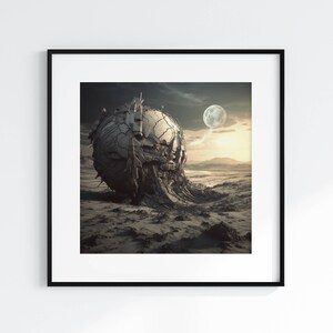 Sci-fi Steampunk Space Digital Art, Abstract wall decor, Sphere Art, Modern Minimalism, Printable Decor, Digital Futurism, Space Wall Art