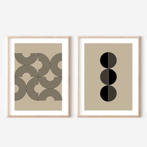 Black Beige Wall Art, 2 Piece Wall Art, Abstract Wall Art, Bedroom Art, Living room Art, Dining Room Art, Black and Beige, Minimalist Home