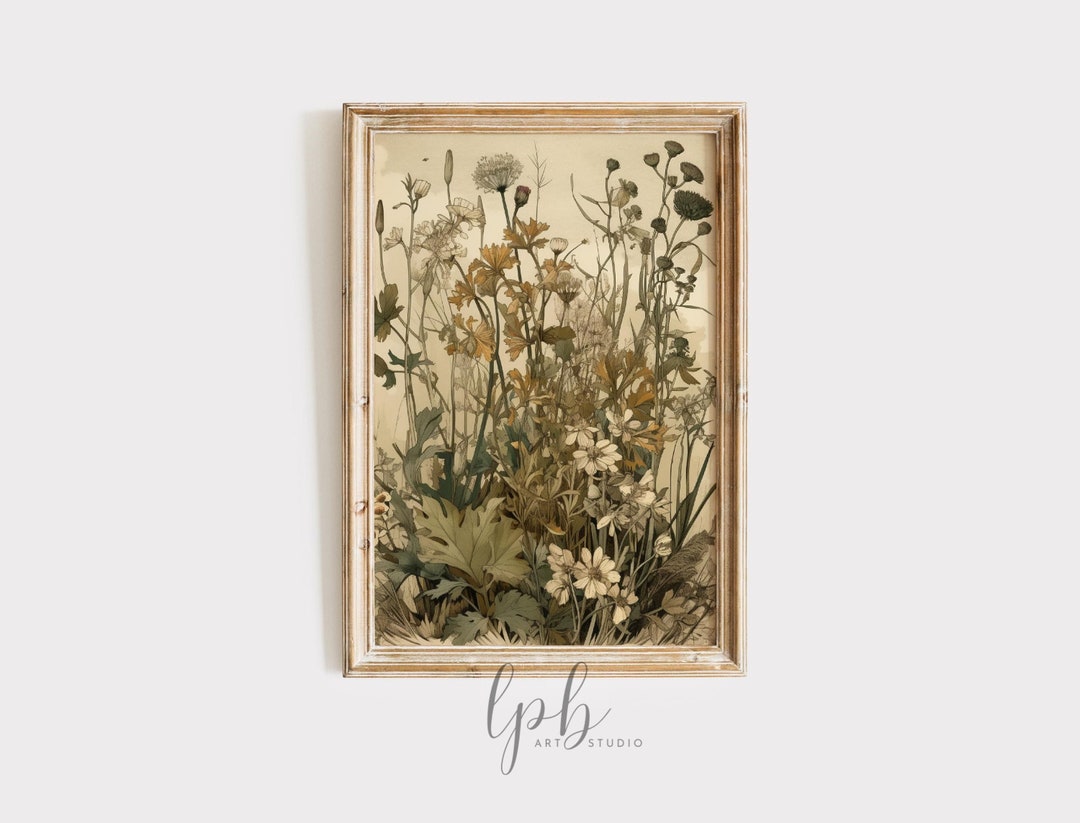 Antique Wild Flower Art Print | Vintage Botanical Country PRINTABLE ...