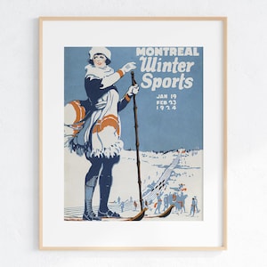 Montreal Winter Sports Poster: Vintage Skiing Travel Art (Digital Download)