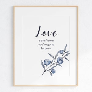 Love Quote Art Print: Floral Inspirational Wall Art (Digital Download)
