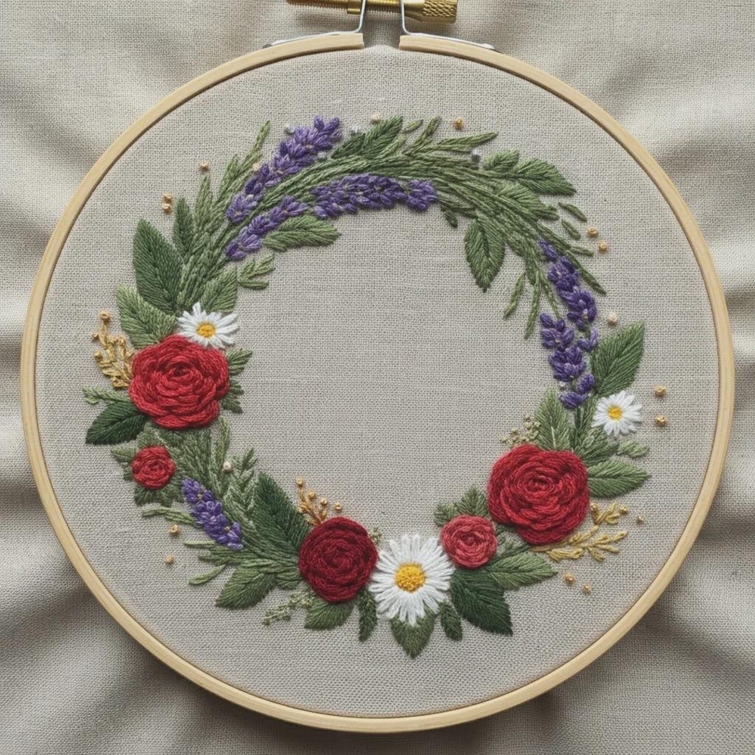 Floral Wreath Hand Embroidery Pattern PDF - Etsy