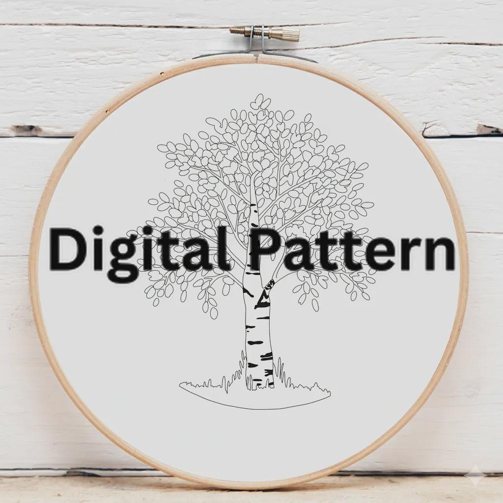Birch Tree Hand Embroidery Pattern PDF - Etsy