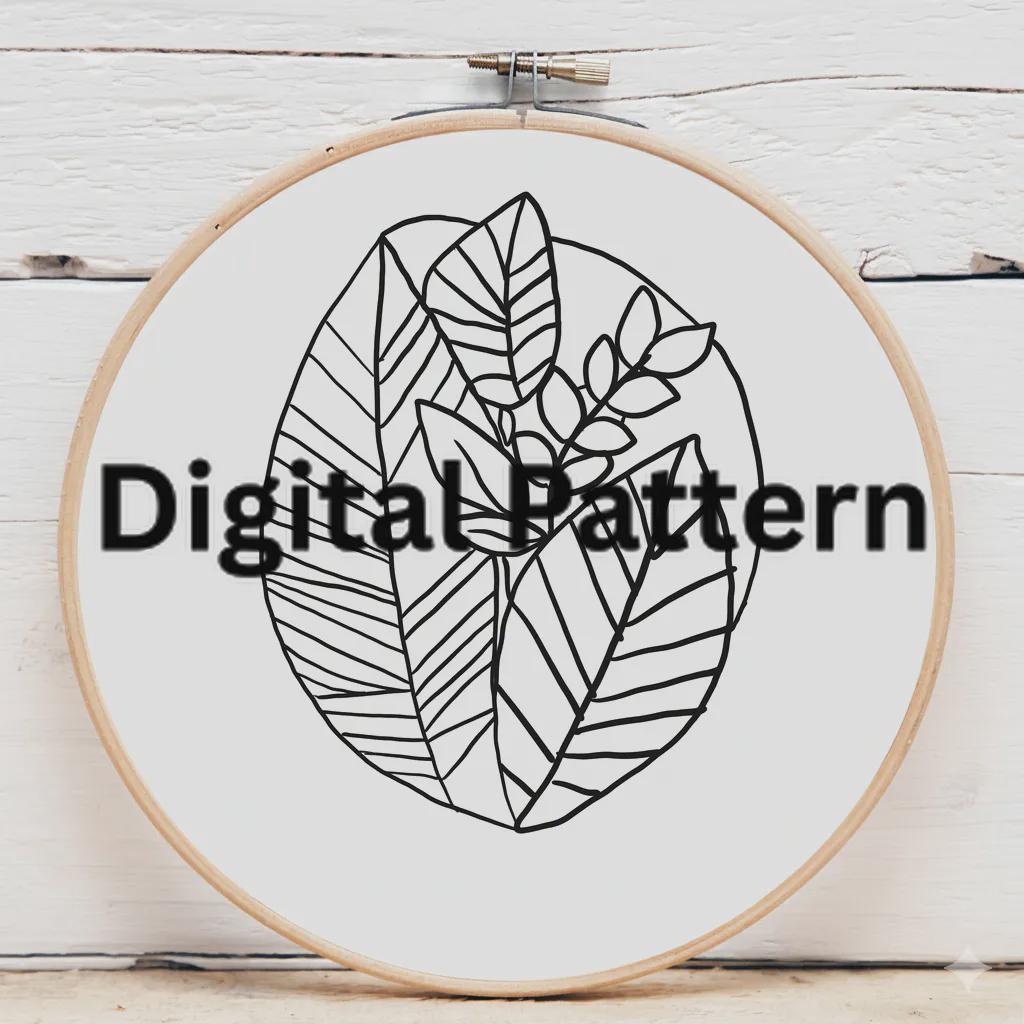 Botanical Leaf Hand Embroidery Pattern PDF - Etsy
