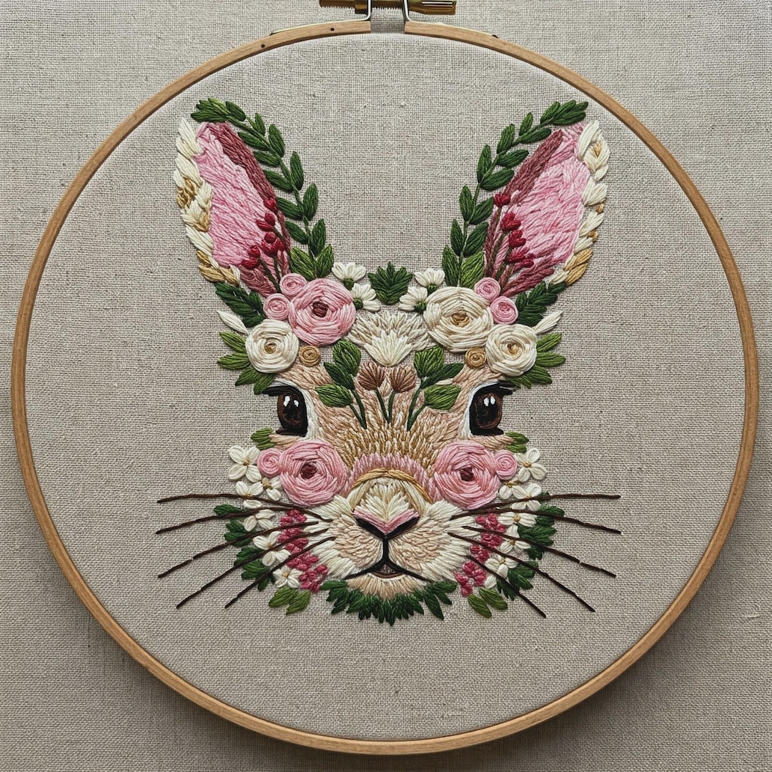Floral Bunny Hand Embroidery Pattern PDF - Etsy