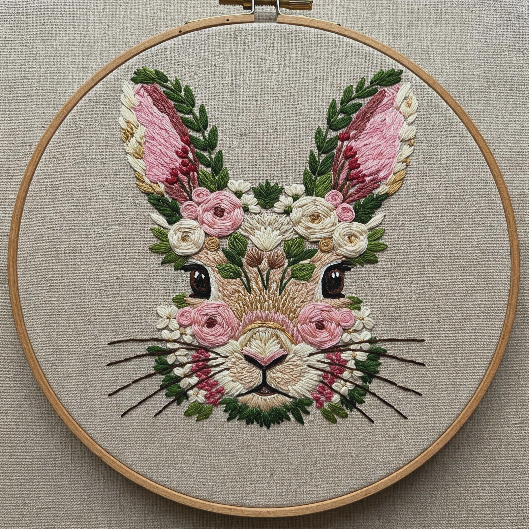Floral Bunny Hand Embroidery Pattern PDF - Etsy