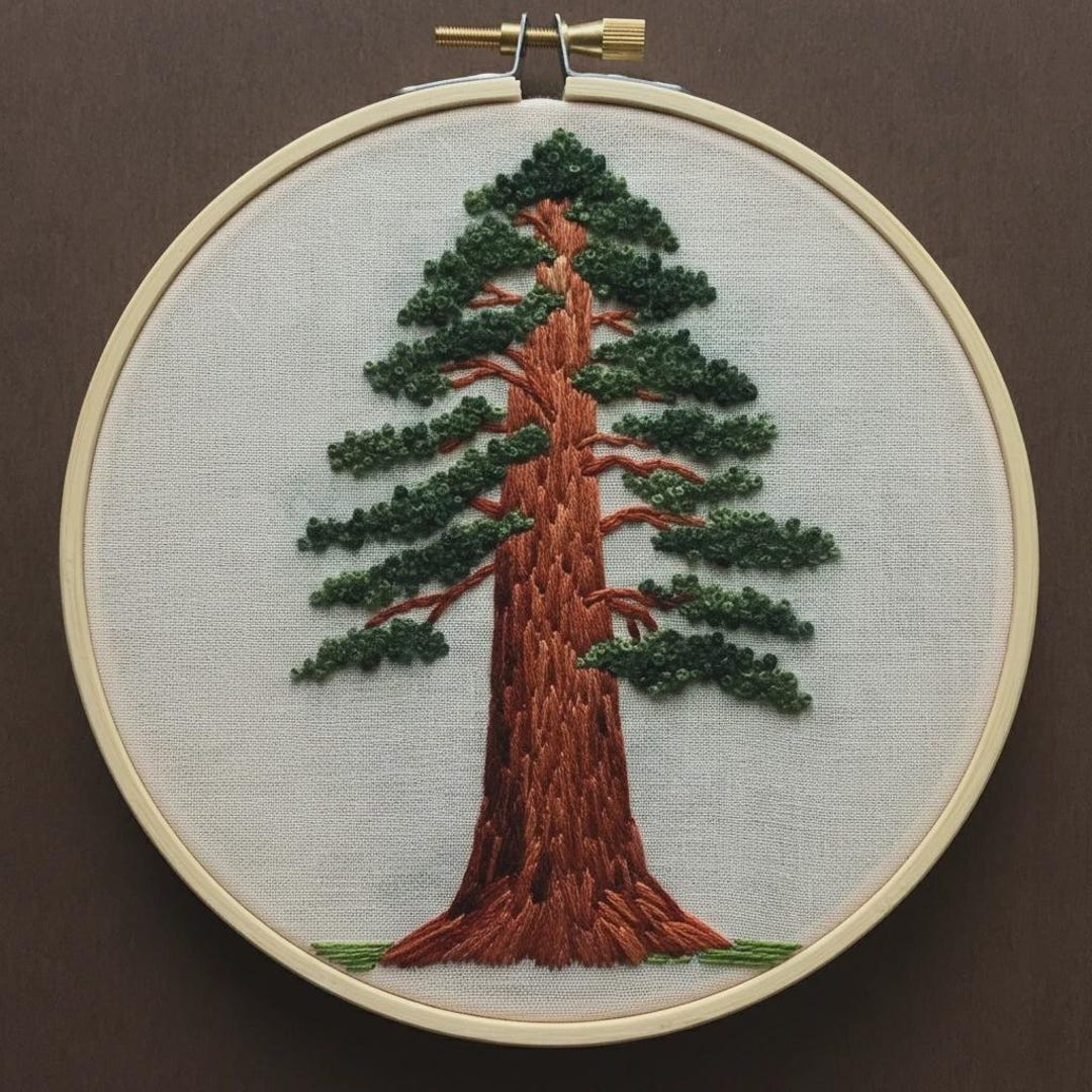Redwood Tree Hand Embroidery Pattern PDF - Etsy Australia