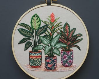 Tropical Houseplant Trio Embroidery Pattern PDF