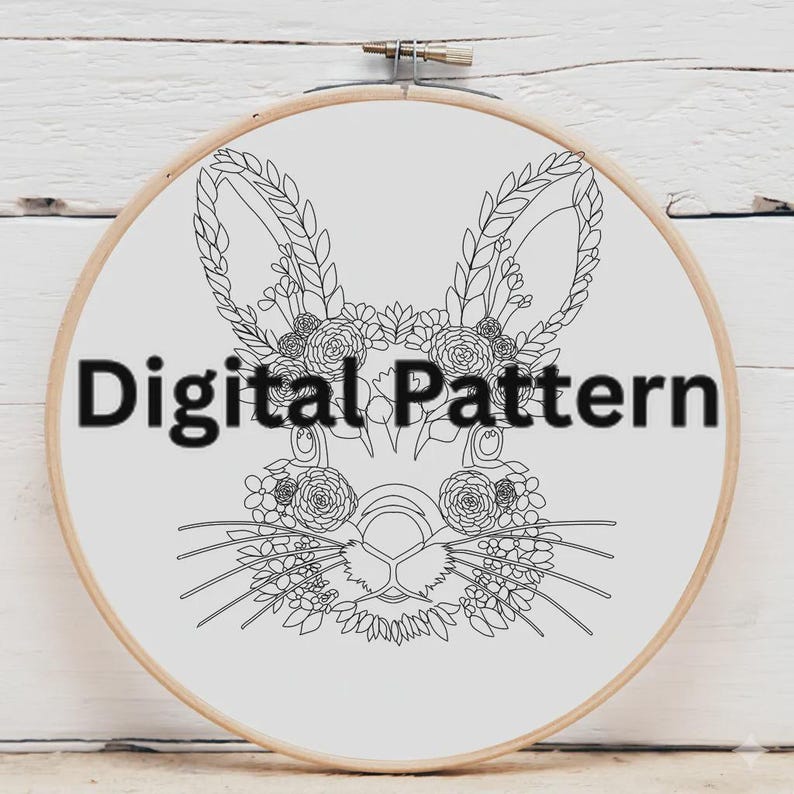 Floral Bunny Hand Embroidery Pattern PDF - Etsy