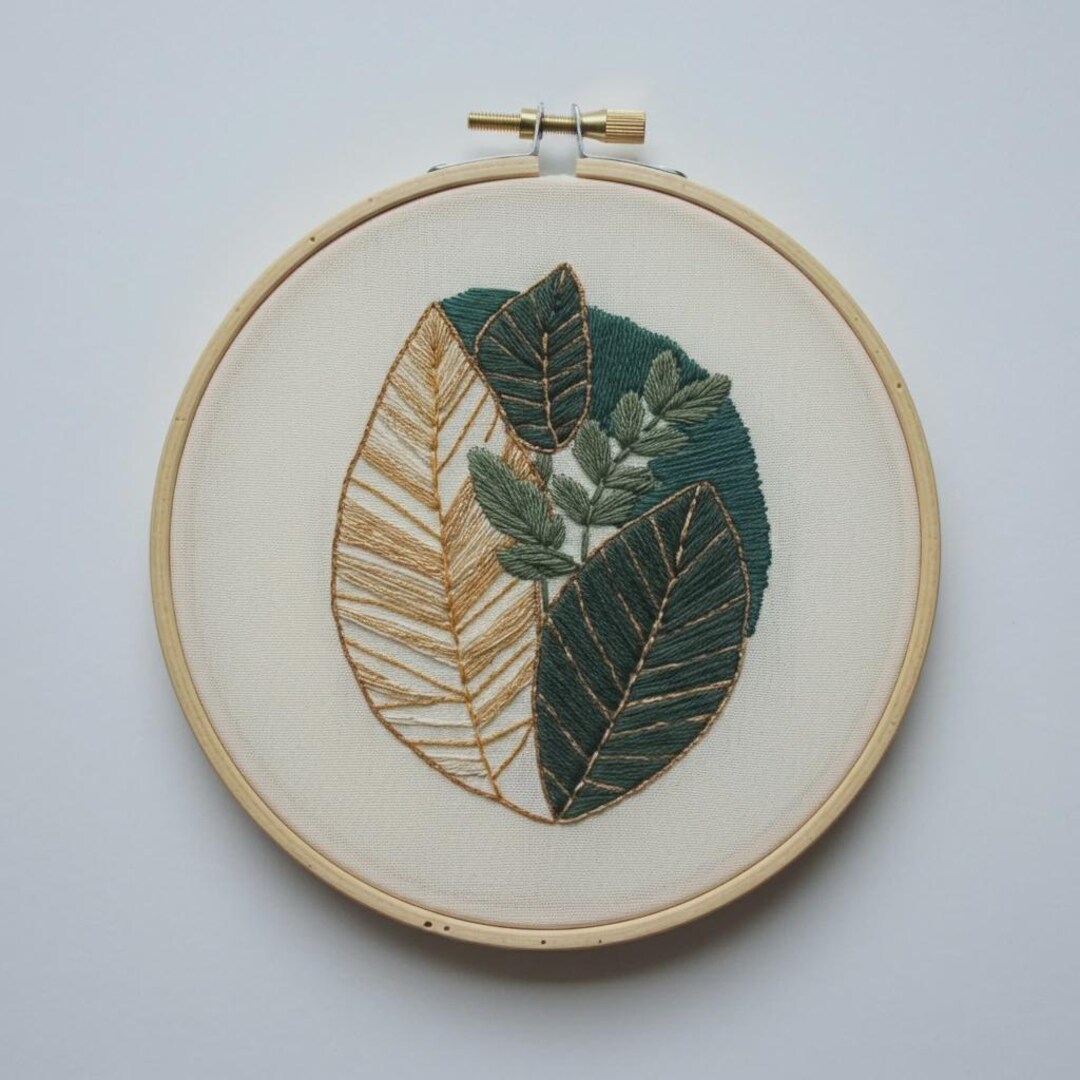 Botanical Leaf Hand Embroidery Pattern PDF - Etsy