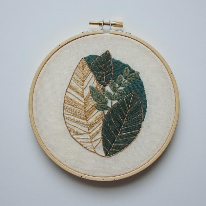 Botanical Leaf Hand Embroidery Pattern PDF - Etsy