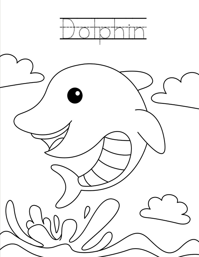 Sea Animals Coloring Book Etsy