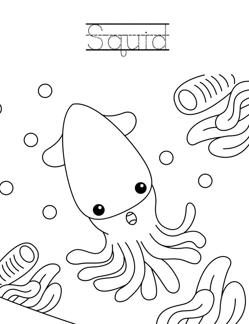 Sea Animals Coloring Book Etsy