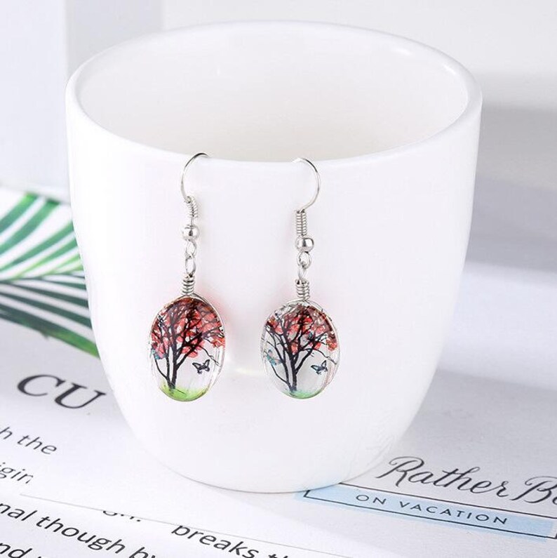 Dried Flower Earrings.creative Fashion Dried Flowers Tree Etsy