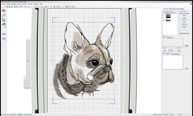 Bulldog Interfaces Design Machine Embroidery Design French Bulldog , Size for Hoop 5x7 ...