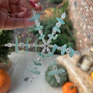 blue seaglass snowflake ornaments