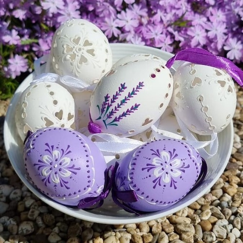 Set of 2 Hand Painted Easter Egg Ornaments Etsy