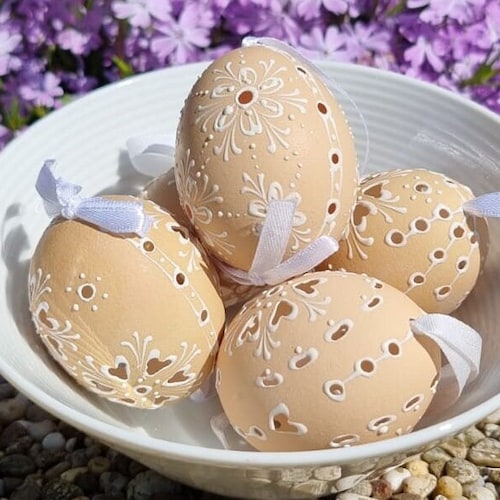 Set of 2 Hand Painted Easter Egg Ornaments Etsy