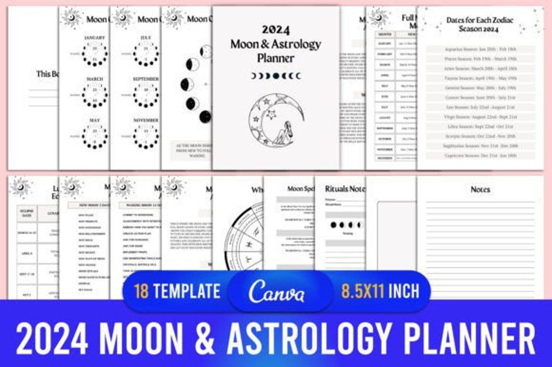 2024 Moon and Astrology Planner Moon Calendar Energy Etsy