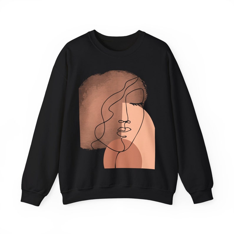 Line Art Face Sweatshirt, Modern Apparel image 5
