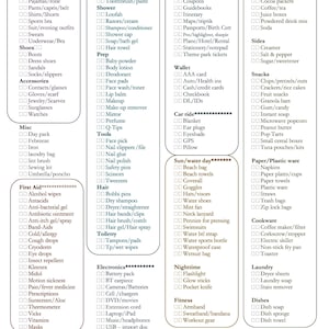 Ultimate packing list (Universal Family Categories)
