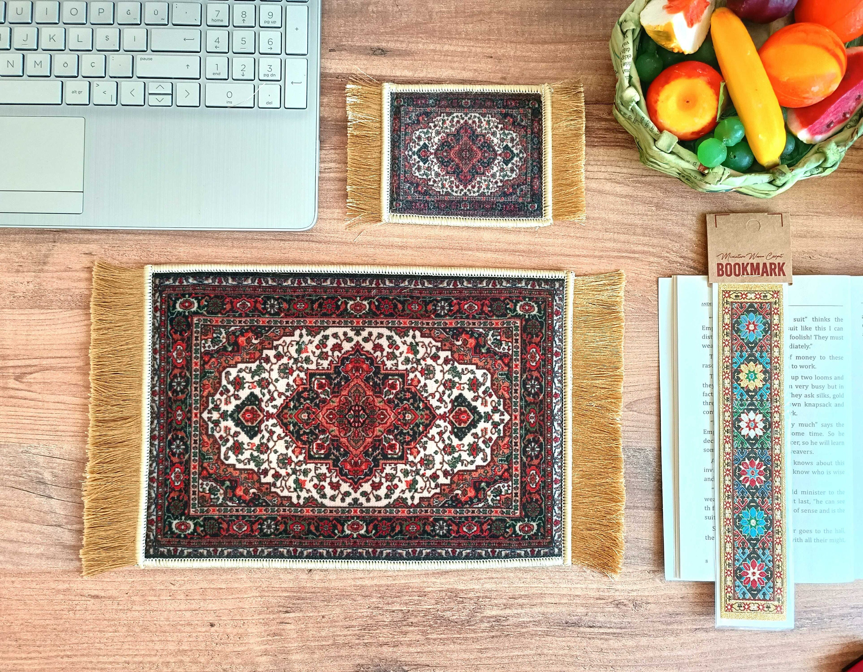 Beautiful Rug Mouse Pad and Coaster Set, Carpet Mousepad, A Woven ...