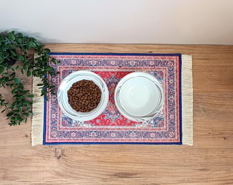 Cat Feeding Mat, Nonslip, Waterproof, Turkish Rug Cat / Dog Placemat, Carpet Pet Bowl Mat, Cat Dog Gift