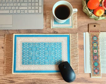 Boho Mouse Pad, Rug Mousepad, Desk Mat, Doll House Miniature Rug, Mini Turkish Rug ,Home Office Desk Accessories