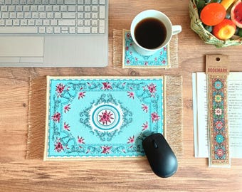 Mousepad, Beautiful Floral Rug Mouse Pad, Carpet Desk Mat, Desk Decor, Computer Accessory, Christmas Gift