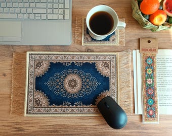 Rug Mousepad: Turkish Desk Mat with Coaster & Bookmark