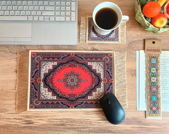 Turkish Rug Style Desk Mat: Non-Slip Carpet Mousepad
