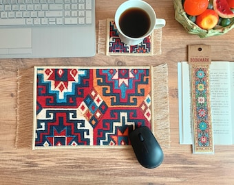 Miniature Kilim Mouse Pad: Turkish Rug Desk Mat