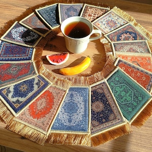 Coasters, Beautiful Turkish Carpet Coasters, Persian Rug Coasters, Mug Rug, Housewarming Gift, Table Decor